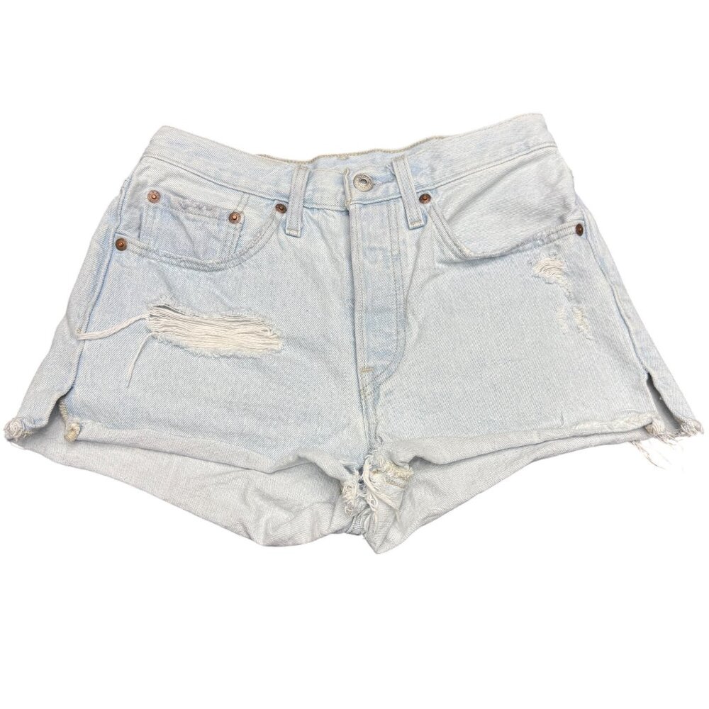 Levi's Premium 501 Womens High Rise Cut Off Denim Jean Shorts Button Fly Size 26
